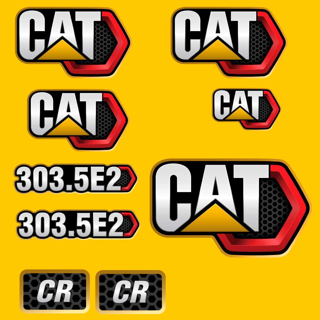 Fits 303.5E2 CR (2019+) Caterpillar Excavator Replacement Decals