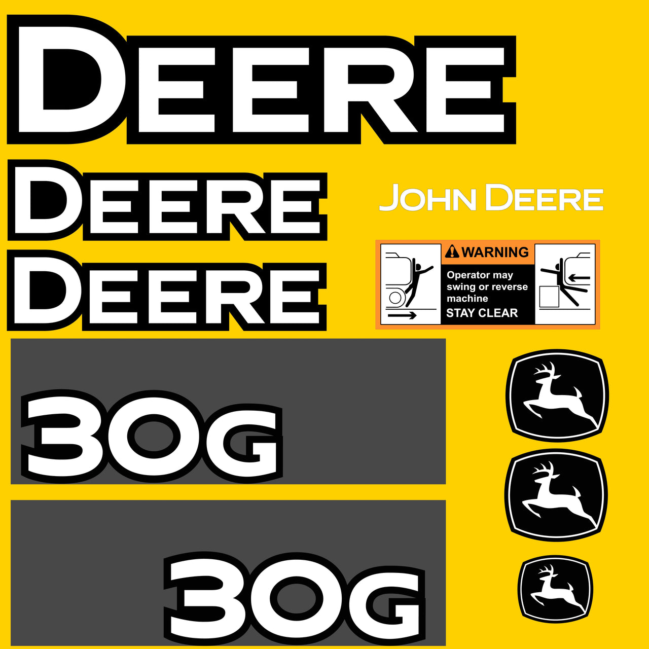 Fits 30G John Deere Excavator Replacement Decals