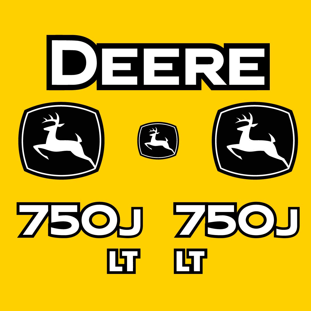 Fits 750J LT John Deere Crawler Dozer Replacement Decals