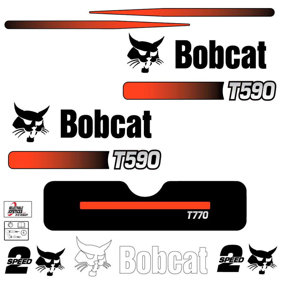 Fits T590 Bobcat Skid Steer Replacement Decals