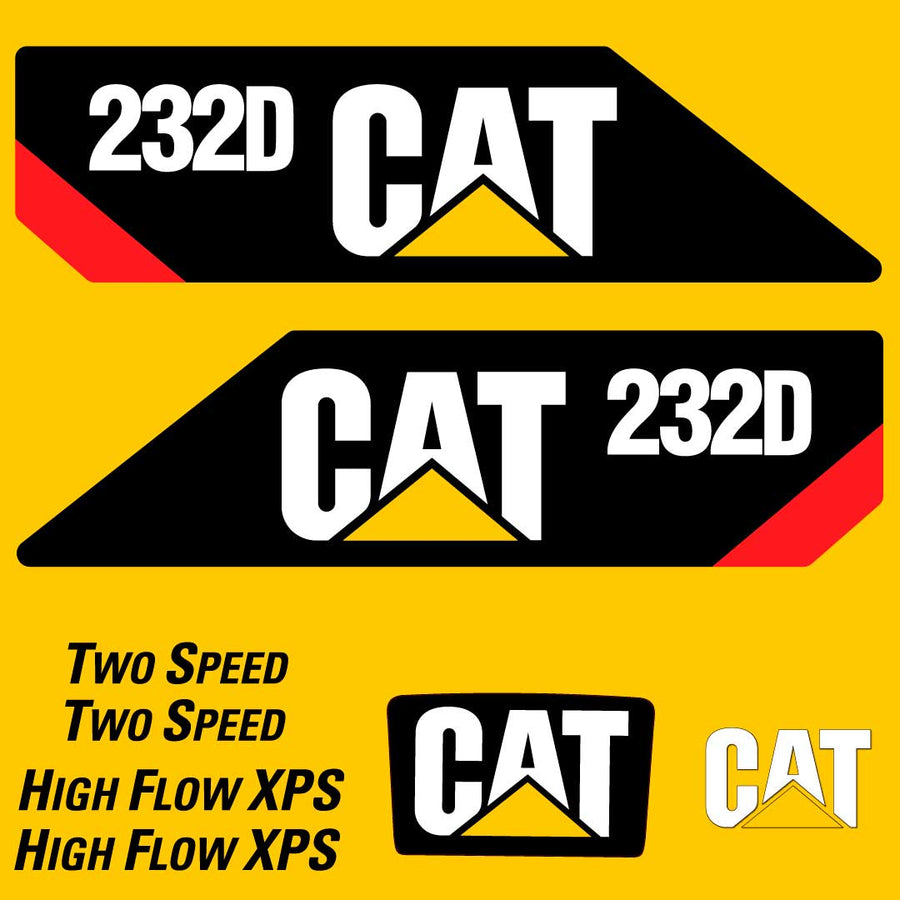 Fits 232D Caterpillar Skid Steer Replacement Decals - Dun Decals