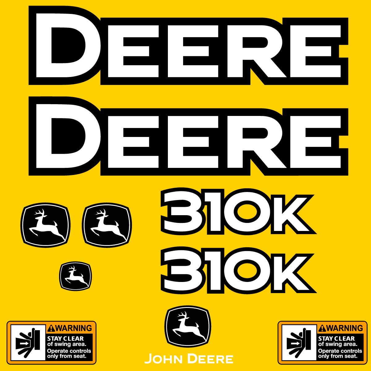 Fits 310K John Deere Backhoe Loader Replacement Decals - Dun Decals
