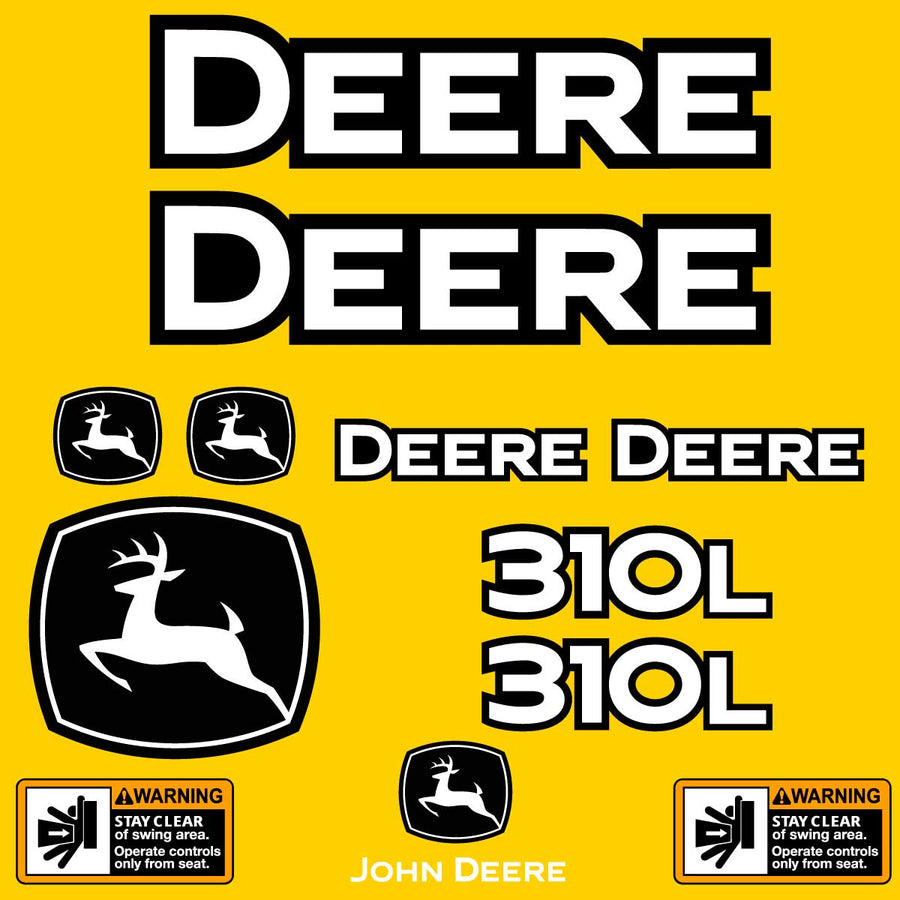 Fits 310L (2023+) John Deere Backhoe Loader Replacement Decals - Dun Decals