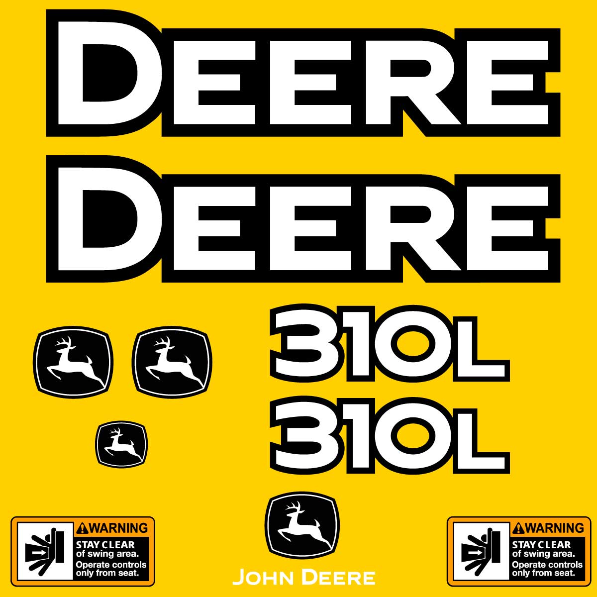 Fits 310L John Deere Backhoe Loader Replacement Decals - Dun Decals