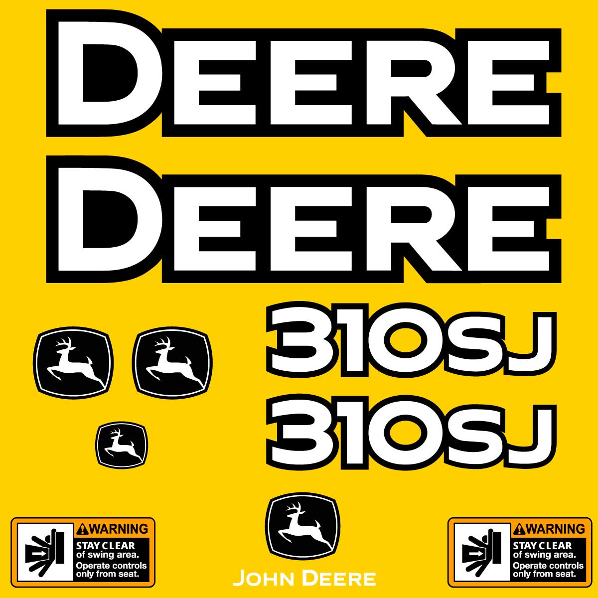 Fits 310SJ John Deere Backhoe Loader Replacement Decals - Dun Decals