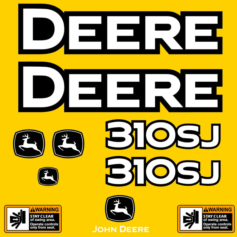 Fits 310SJ John Deere Backhoe Loader Replacement Decals - Dun Decals