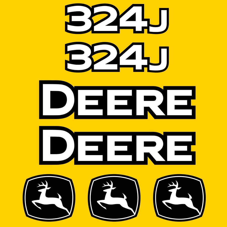 Fits 324J John Deere Wheel Loader Replacement Decals - Dun Decals