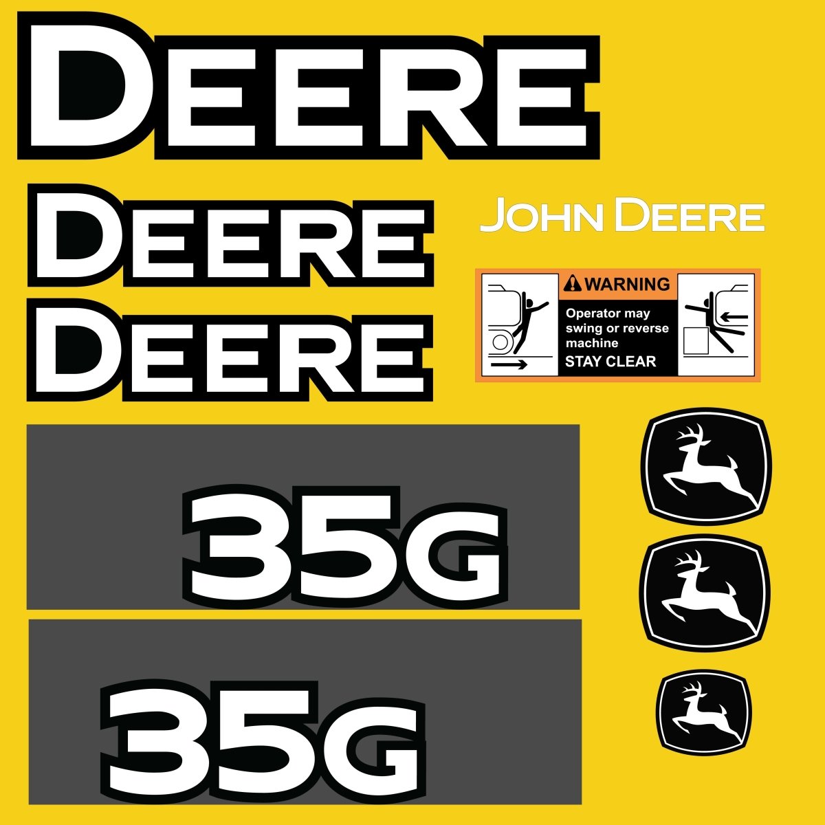 Fits 35G John Deere Excavator Replacement Decals - Dun Decals