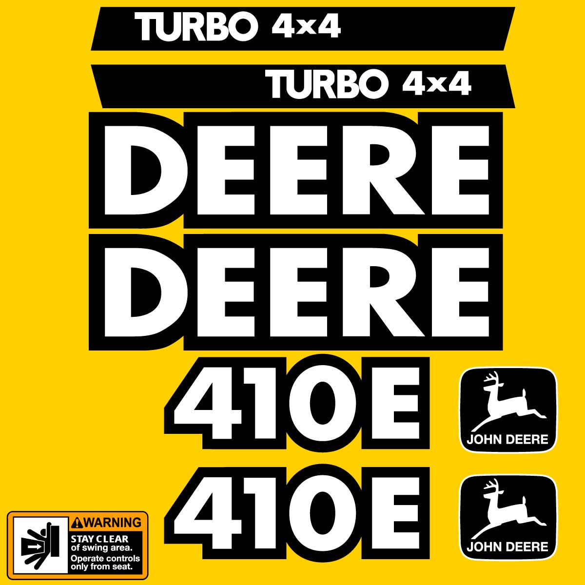 Fits 410E (Pre 2004) John Deere Backhoe Loader Replacement Decals - Dun Decals