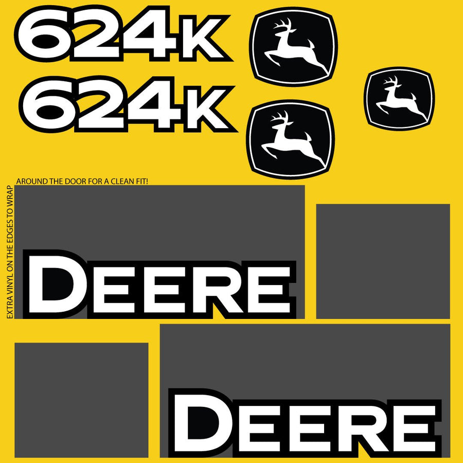 Fits 624K John Deere Wheel Loader Replacement Decals - Dun Decals