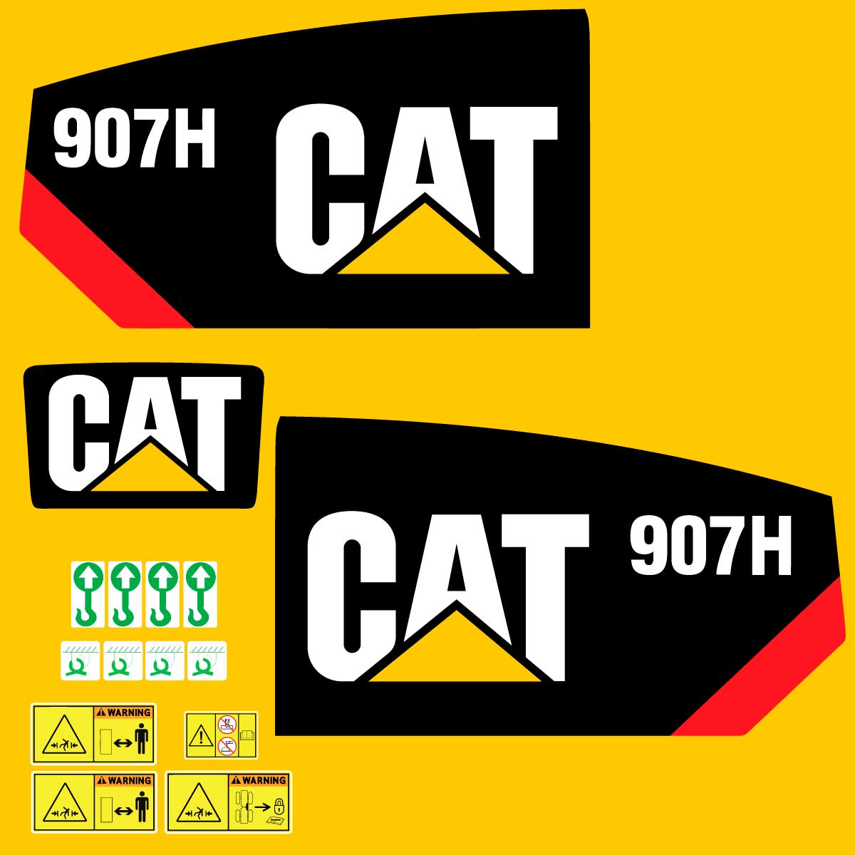 Fits 907H Caterpillar Compact Wheel Loader Replacement Decals - Dun Decals