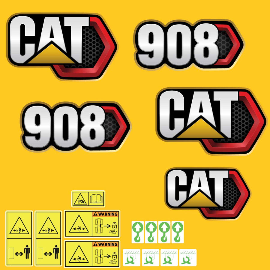 Fits 908 (2019+) Caterpillar Compact Wheel Loader Replacement Decals - Dun Decals