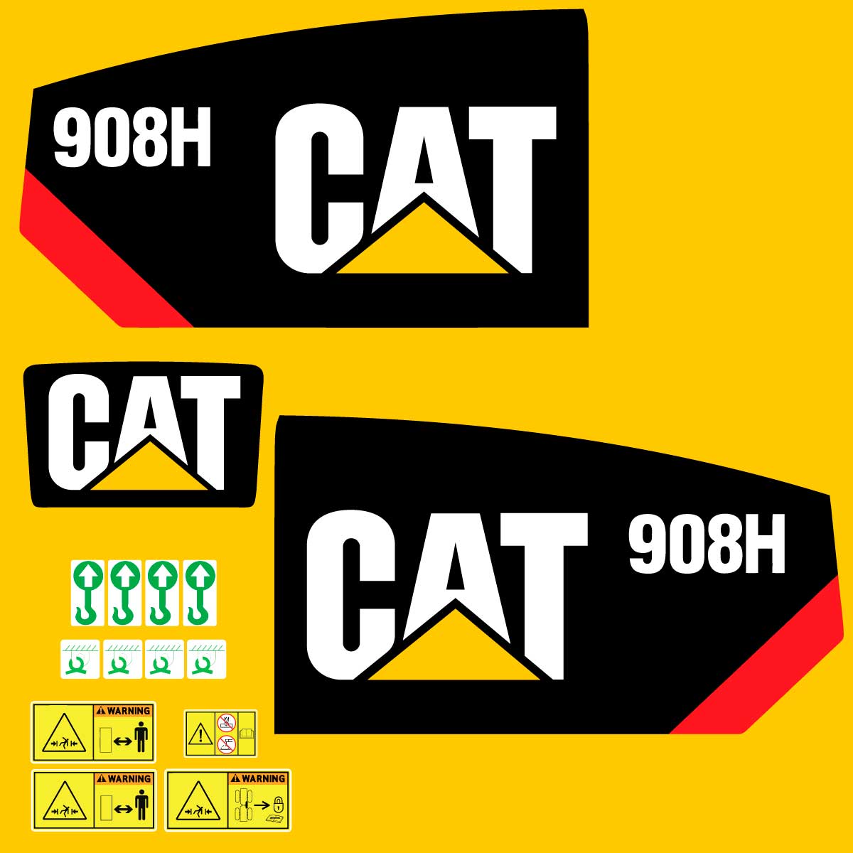 Fits 908H Caterpillar Compact Wheel Loader Replacement Decals - Dun Decals