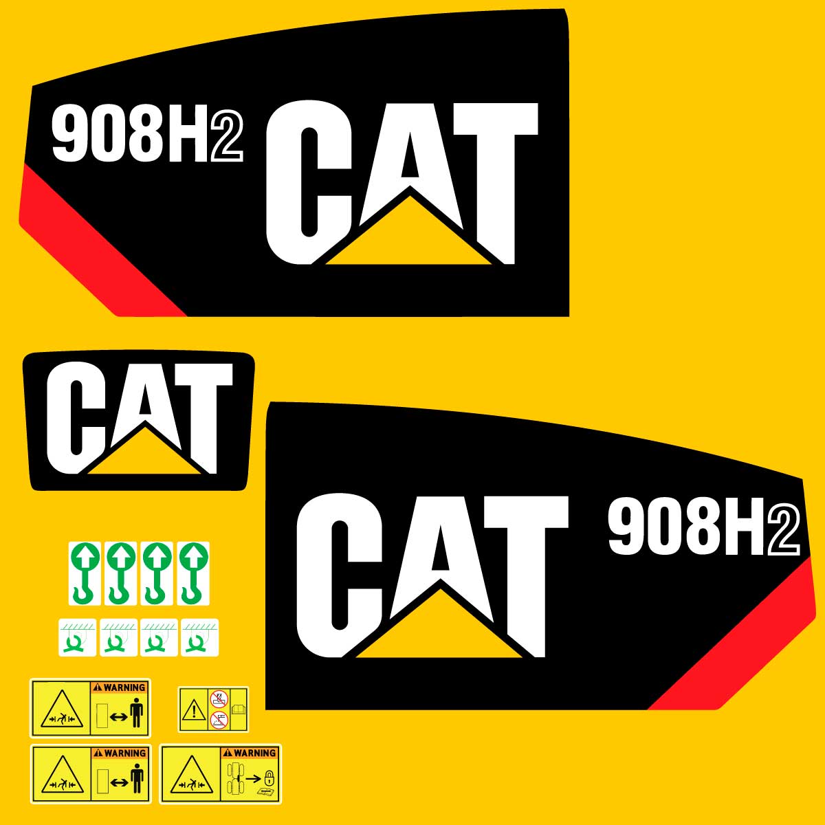 Fits 908H2 Caterpillar Compact Wheel Loader Replacement Decals - Dun Decals