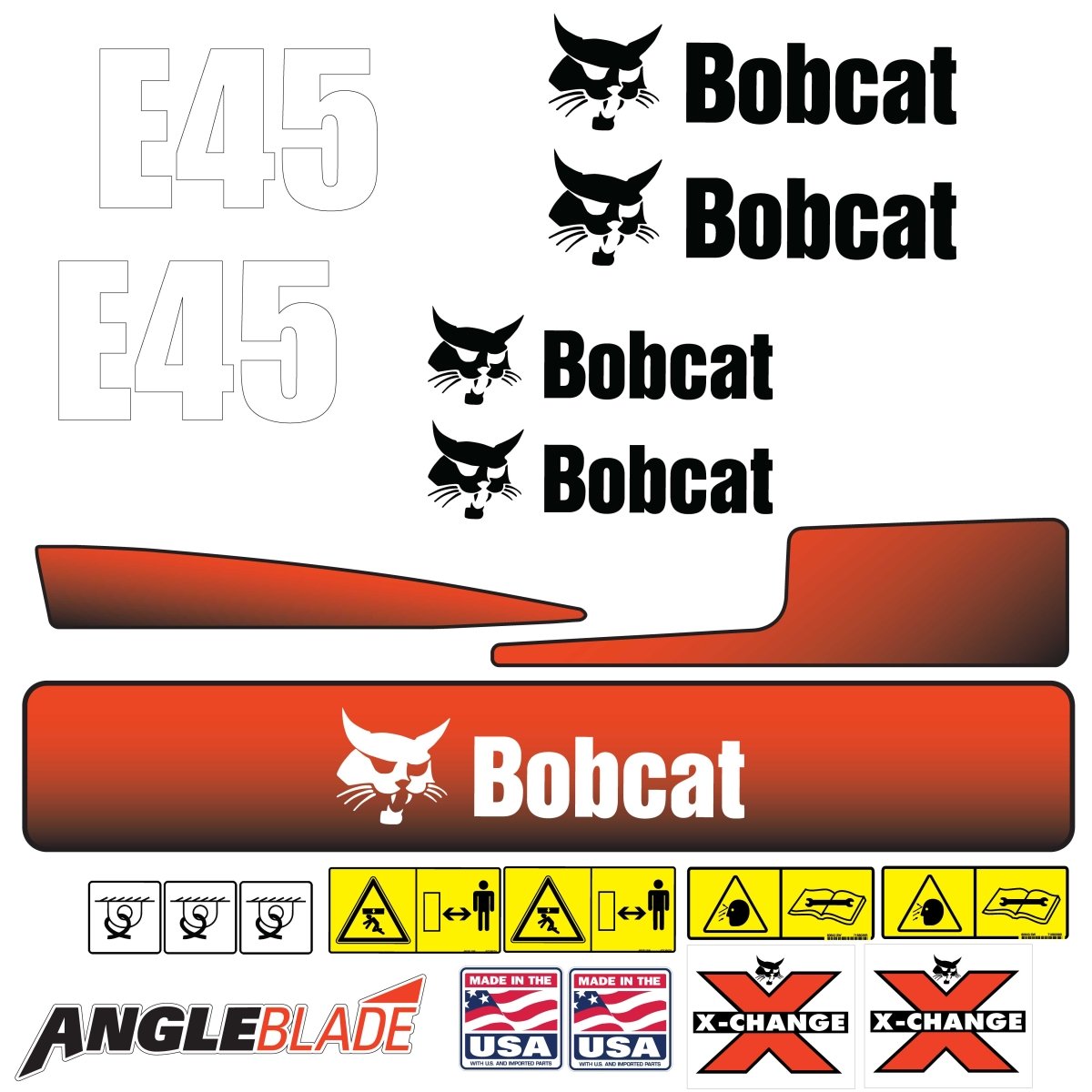 Fits E45 Bobcat Excavator Replacement Decals - Dun Decals