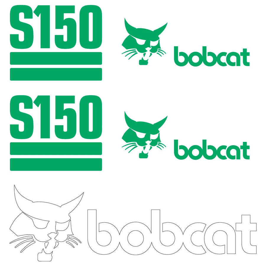 Fits S150 (Custom Green) Bobcat Skid Steer Replacement Decals - Dun Decals