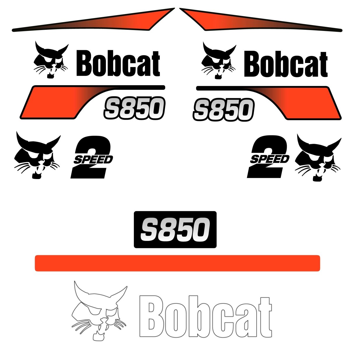 Fits S850 (Alt Rear) Bobcat Skid Steer Replacement Decals