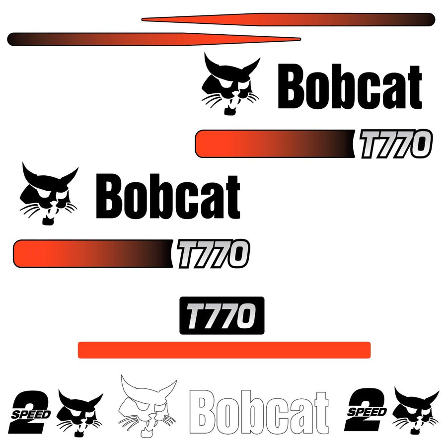 Fits T770 Bobcat (Alternate Rear) (Stripes) Replacement Decal Sticker