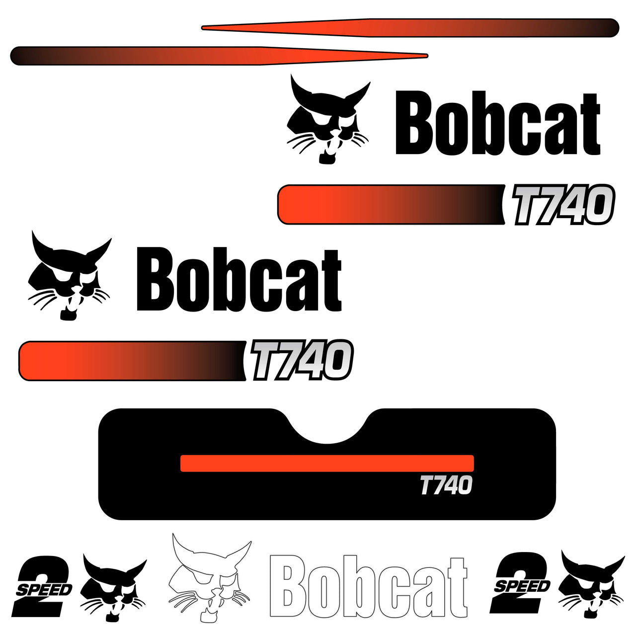 Fits T740 Bobcat Skid Steer Replacement Decals