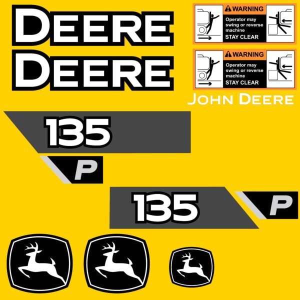Fits 135 P-Tier John Deere Excavator Replacement Decals