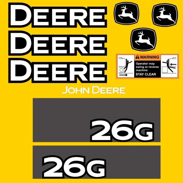 26G Fits 26G John Deere Excavator Replacement Decals