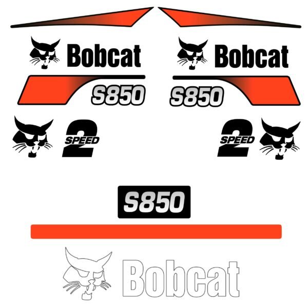 Fits S850 (Alt Rear) Bobcat Skid Steer Replacement Decals