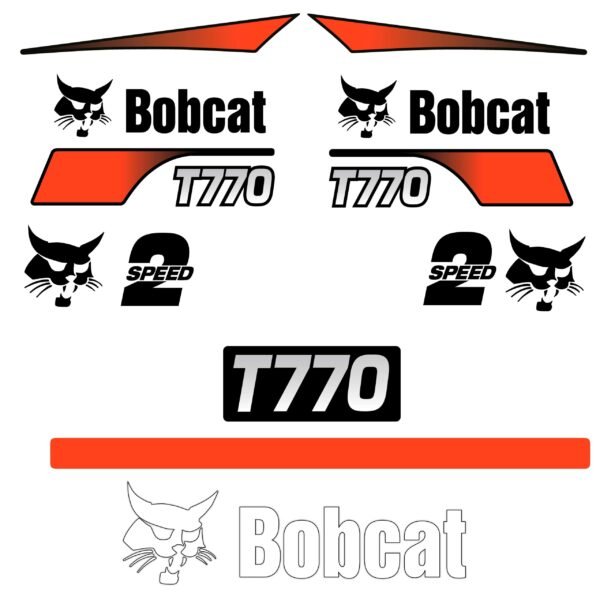 Fits T770 (Alternate Rear) Bobcat Skid Steer Replacement Decals