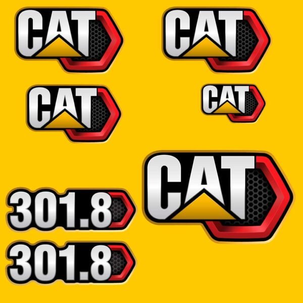Fits 301.8 Caterpillar Excavator Replacement Decals - Dun Decals