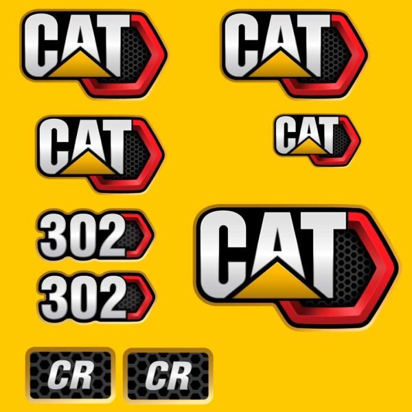 Fits 302 CR (2019+) Caterpillar Excavator Replacement Decals - Dun Decals