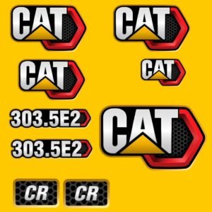 Fits 303.5E2 CR (2019+) Caterpillar Excavator Replacement Decals - Dun Decals