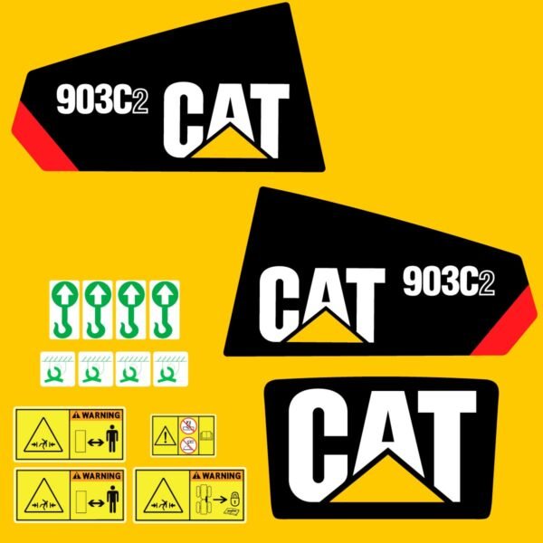 fits-903c2-caterpillar-compact-wheel-loader-replacement-decals-9805990 Fits 903C2 Caterpillar Compact Wheel Loader Replacement Decals - Dun Decals