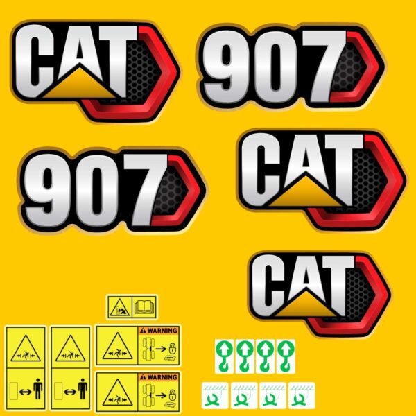 fits-907-2019-caterpillar-compact-wheel-loader-replacement-decals-2839701 Fits 907 (2019+) Caterpillar Compact Wheel Loader Replacement Decals - Dun Decals
