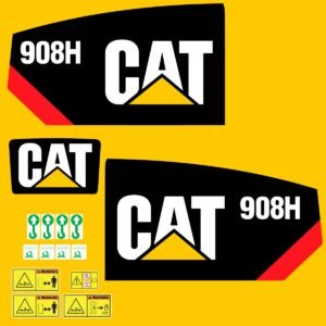 fits-908h-caterpillar-compact-wheel-loader-replacement-decals-6733235 Fits 908H Caterpillar Compact Wheel Loader Replacement Decals - Dun Decals