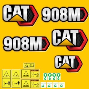 fits-908m-2019-caterpillar-compact-wheel-loader-replacement-decals-5651980 Fits 908M (2019+) Caterpillar Compact Wheel Loader Replacement Decals - Dun Decals