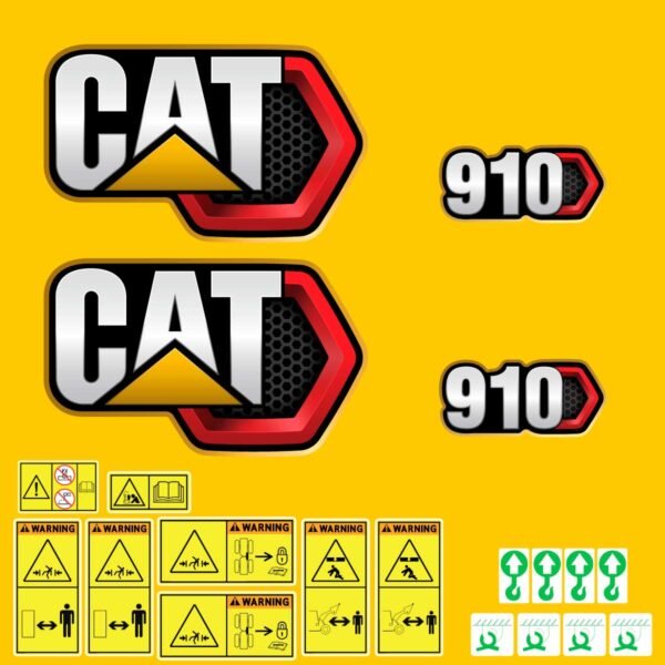 fits-910-2019-caterpillar-compact-wheel-loader-replacement-decals-9019859 Fits 910 (2019+) Caterpillar Compact Wheel Loader Replacement Decals - Dun Decals
