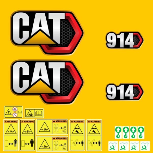 fits-914-2019-caterpillar-compact-wheel-loader-replacement-decals-7364395 Fits 914 (2019+) Caterpillar Compact Wheel Loader Replacement Decals - Dun Decals