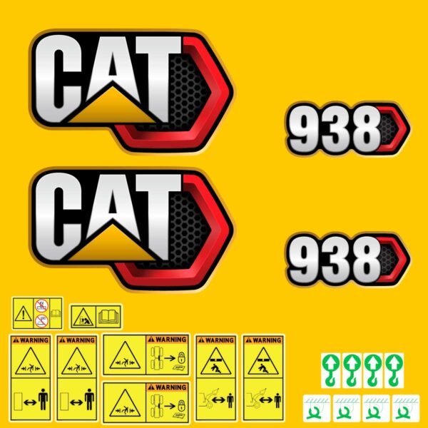 fits-938-2019-caterpillar-wheel-loader-replacement-decals-8130701 Fits 938 (2019+) Caterpillar Wheel Loader Replacement Decals - Dun Decals