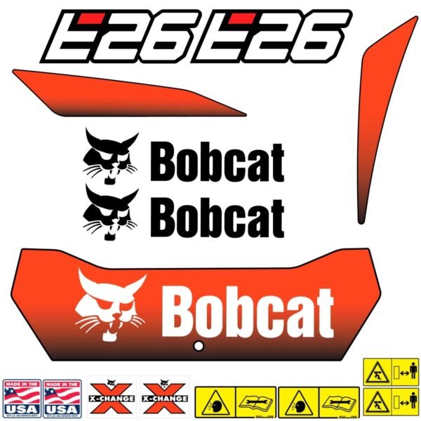 Fits E26 Bobcat Excavator Replacement Decals - Dun Decals