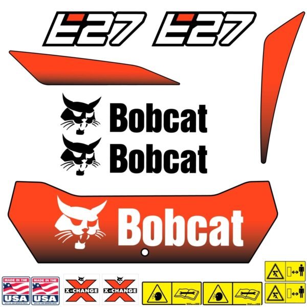 Fits E27 Bobcat Excavator Replacement Decals - Dun Decals